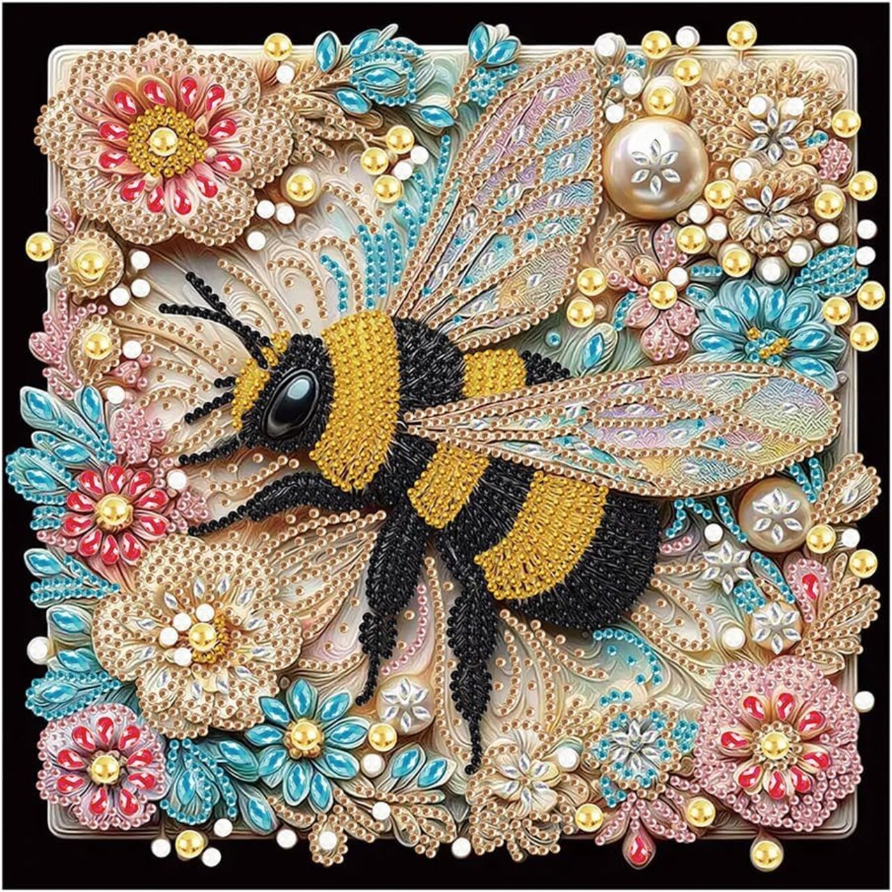 Diamond Painting Kits for Adults, 5D Flower Bee Special Shape Diamond Art for Beginners, Crystal Rhinestones Dots Bead Art for Home Wall Decoration Gift